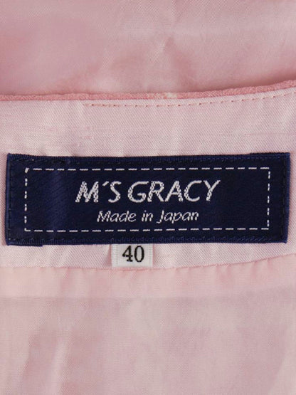 エムズグレイシー 811507 ワンピース 40 ピンク リボンモチーフ チェック ITPT86S04XVC