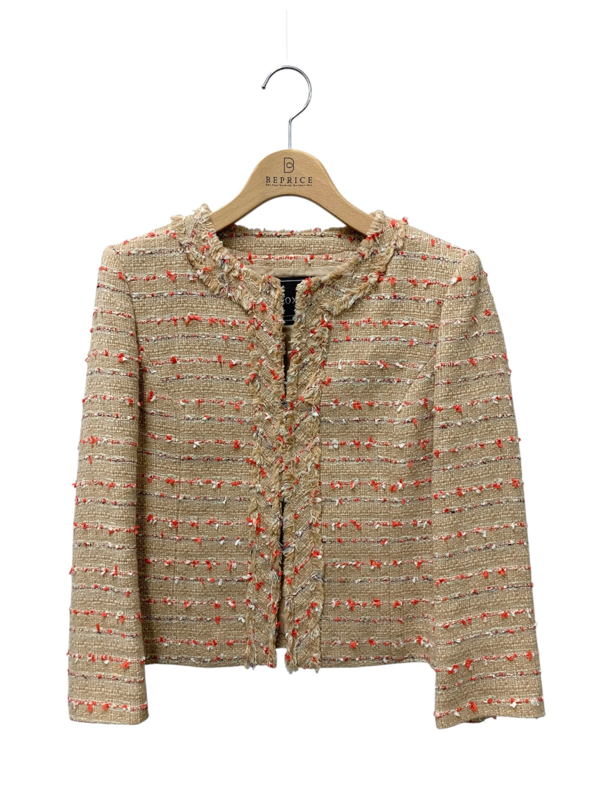 フォクシーブティック Tweed Jacket 38674 ジャケット 38 ベージュ ツイード ITLZNI9WTQL4