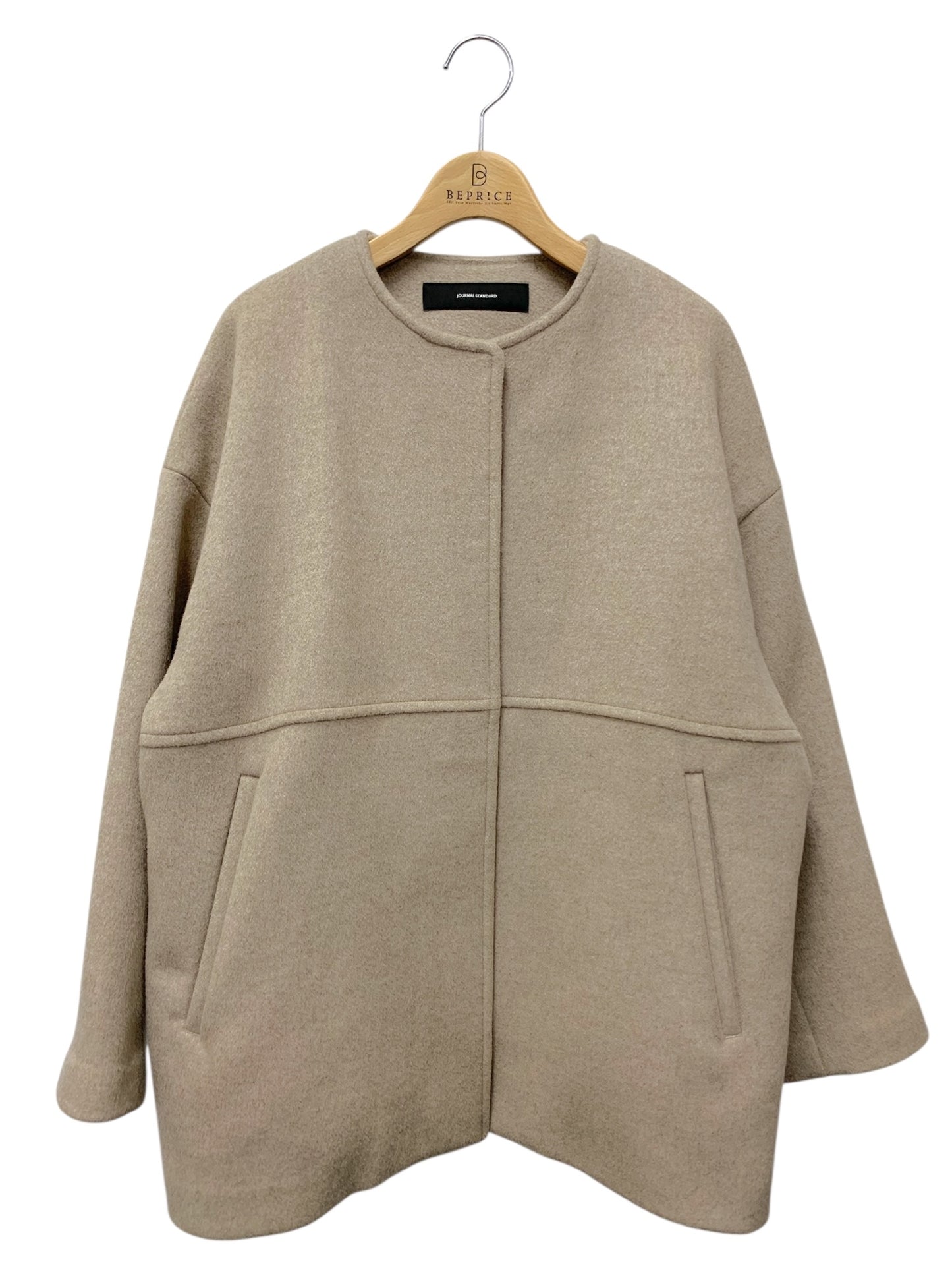ジャーナルスタンダード 24-020-400-9113-3-0 ノーカラーコート 38 ベージュ ショート スーパー 140 ビーバー ITKBXRZZBNA4