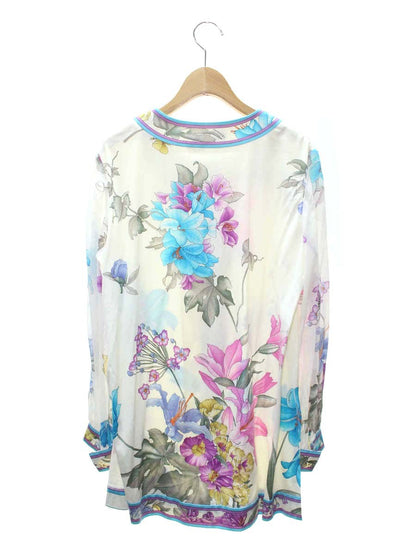 レオナールファッション 0339121 ブラウス M アイボリー コットン ロゴボタン シースルー フラワー IT17RWL90VYO