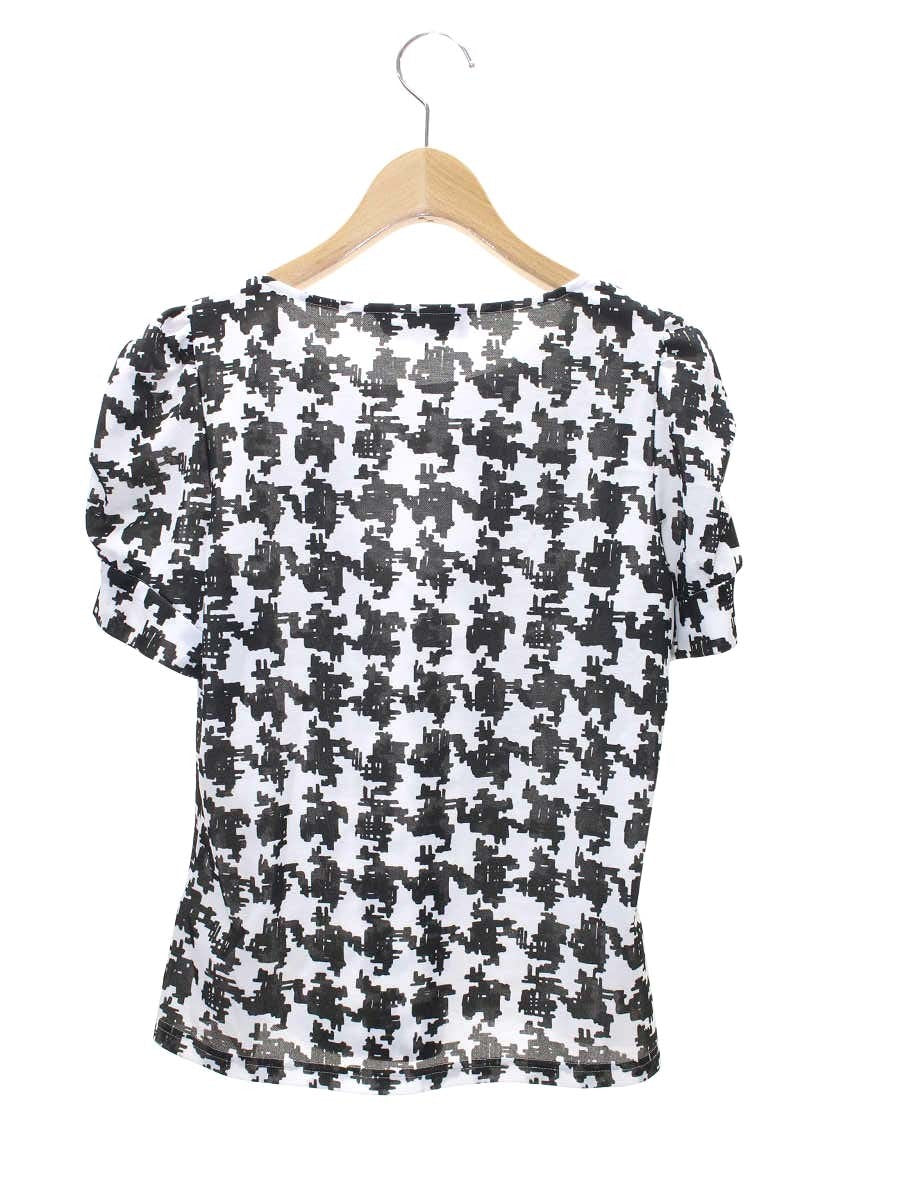 エムズグレイシー 035315 Tシャツ カットソー 42 ホワイト/ブラック リボン 転写プリント IT64DPDG9NHW