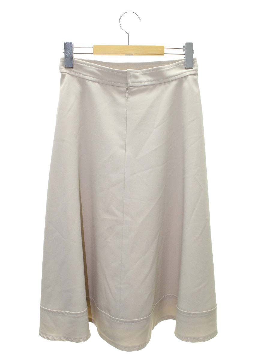 エムズグレイシー 317301 スカート 38 ベージュ パール付きフレア IT7E3W05DS86