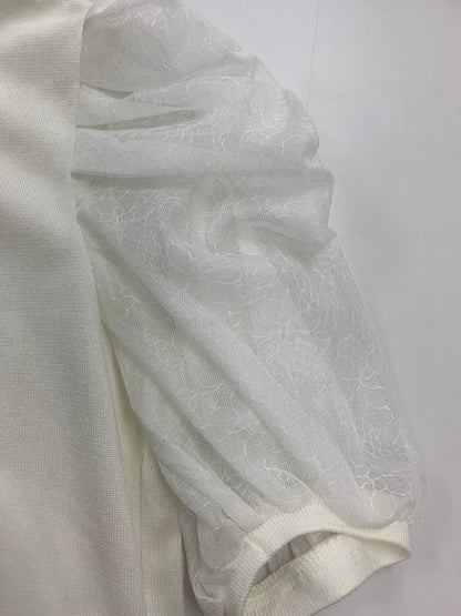 ルネ 5322120 カーディガン 36 ホワイト ジップアップ パフスリーブ レース ITPPYWAPU92E