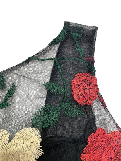 ドレスルームアミ ワンピース F ブラック パーティードレス カラードレス フラワーモチーフ 刺繍 IT91XB64ALH2