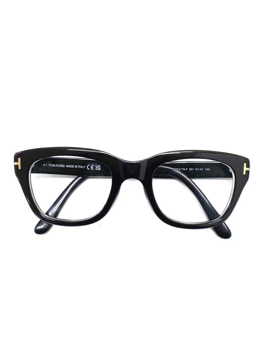 トムフォード Asian Fitting TF5178-F メガネ ブラック/ゴールド セルフレーム フルリム ウェリントン ITXWJ72T446H