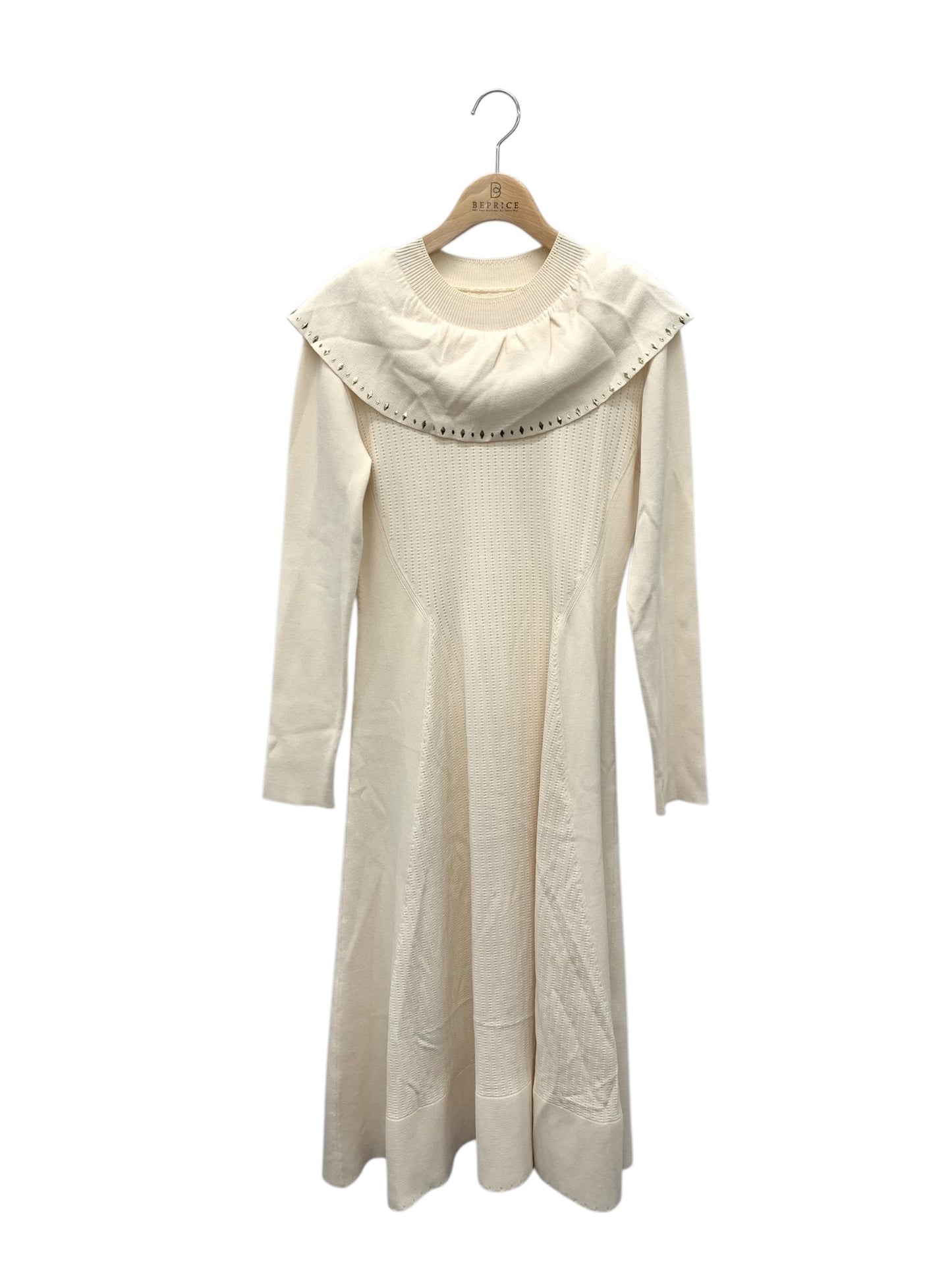 セルフォード CWN0214077 ワンピース 36 ベージュ ニット 衿ビジュー ITL8TSQMLKYW