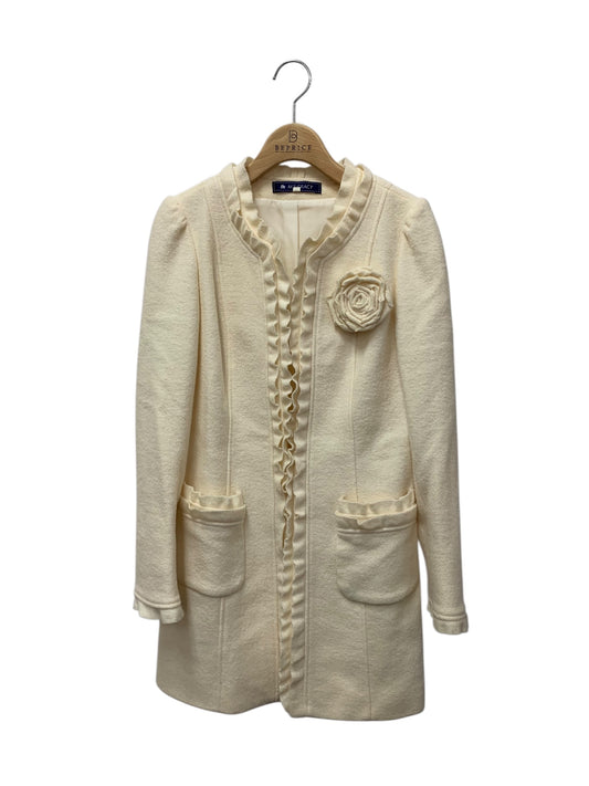 エムズグレイシー 924544 コート 38 アイボリー ノーカラー フリル IT7YBJFLTDGG