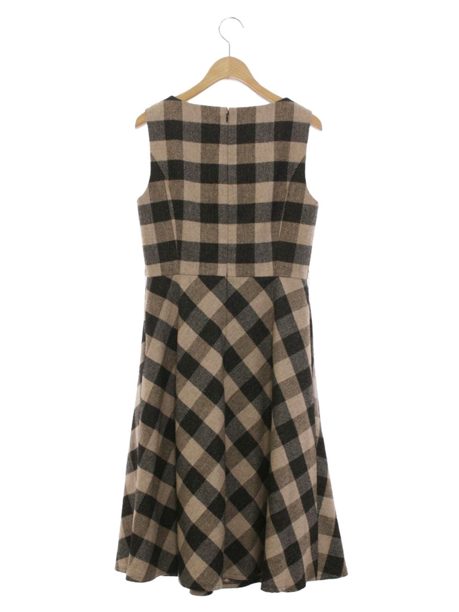 エムズグレイシー 211701 ワンピース 36 ブラウン クラシカルチェックジャンパースカート IT10ONUNP404