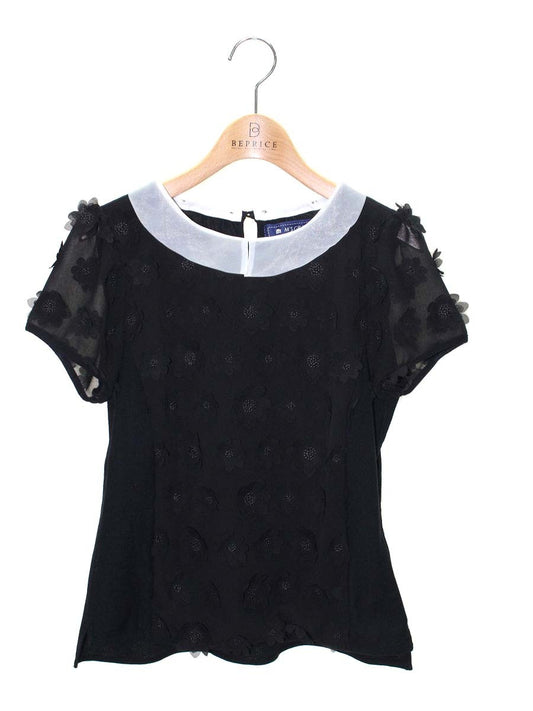 エムズグレイシー 625344 Tシャツ カットソー 38 ブラック フラワーモチーフ ITV8BVBKYKAN