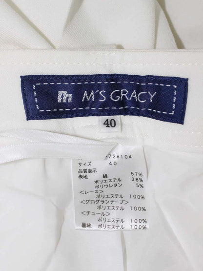 エムズグレイシー 726104 パンツ 40 ホワイト カットワーク レース リボン IT1E9663XL2G