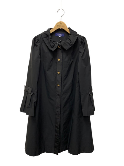 エムズグレイシー 729501 コート 38 ブラック フリル襟 カメリアボタン リボン ライナー付き ITH2I7P8ARO4