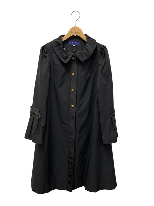 エムズグレイシー 729501 コート 38 ブラック フリル襟 カメリアボタン リボン ライナー付き ITH2I7P8ARO4