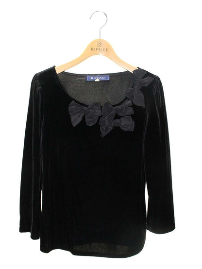 エムズグレイシー 225529 Tシャツ カットソー 40 ブラック ベロア リボン ITM966TGWTJ2