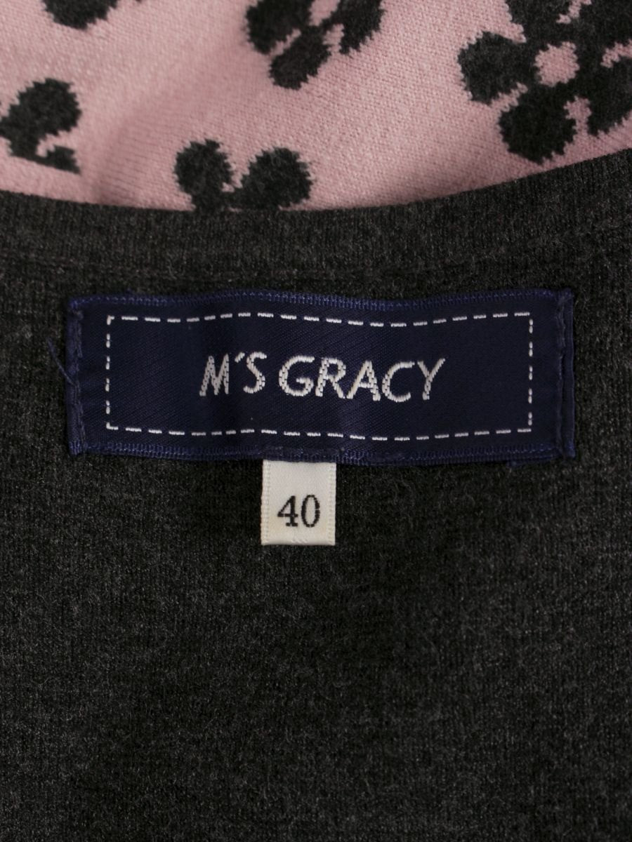 エムズグレイシー 728518 ワンピース 40 チャコール/ピンク