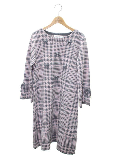 スーパービューティー ワンピース 42 ピンク/グレー ニット リボン ITJ3EPGF3MA0