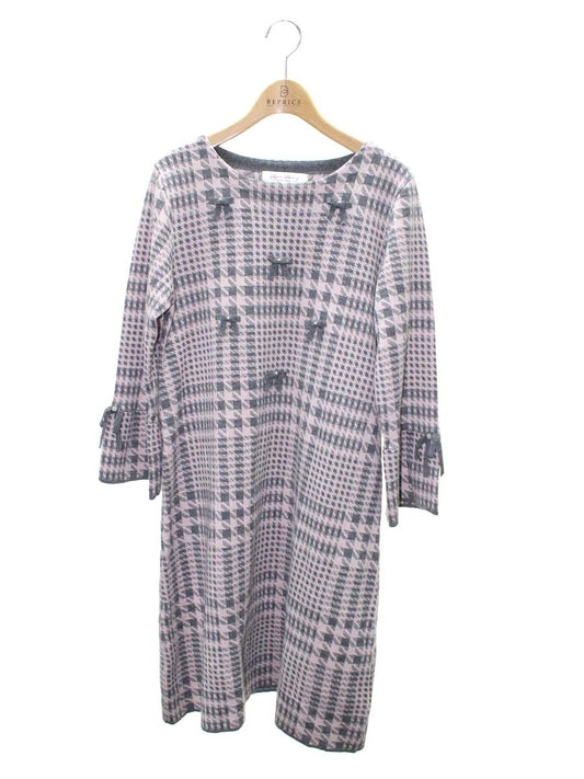 スーパービューティー ワンピース 42 ピンク/グレー ニット リボン ITJ3EPGF3MA0