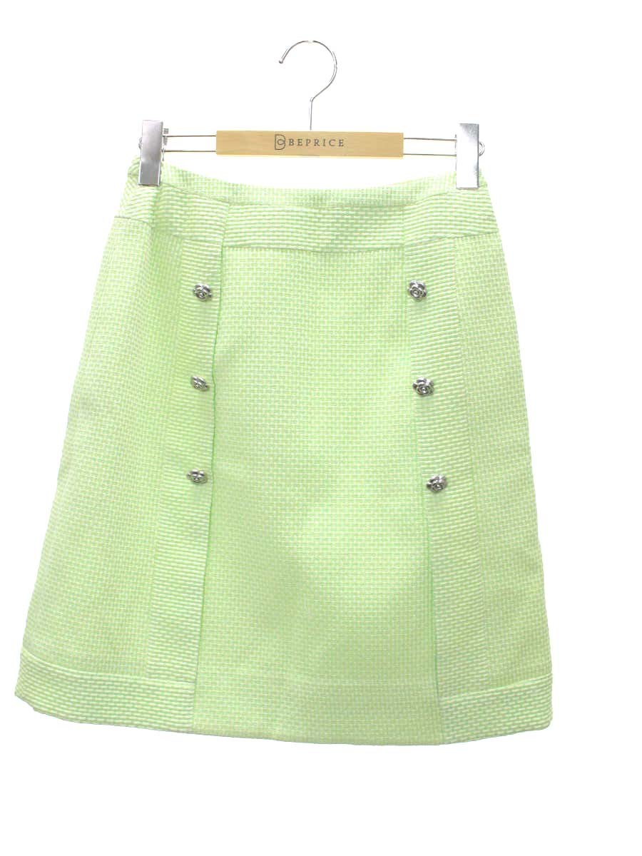 ルネ 6524150 スカート 34 グリーン TISSUE ツイード カメリアボタン ITYOF2WU9ZQO 【SALE】