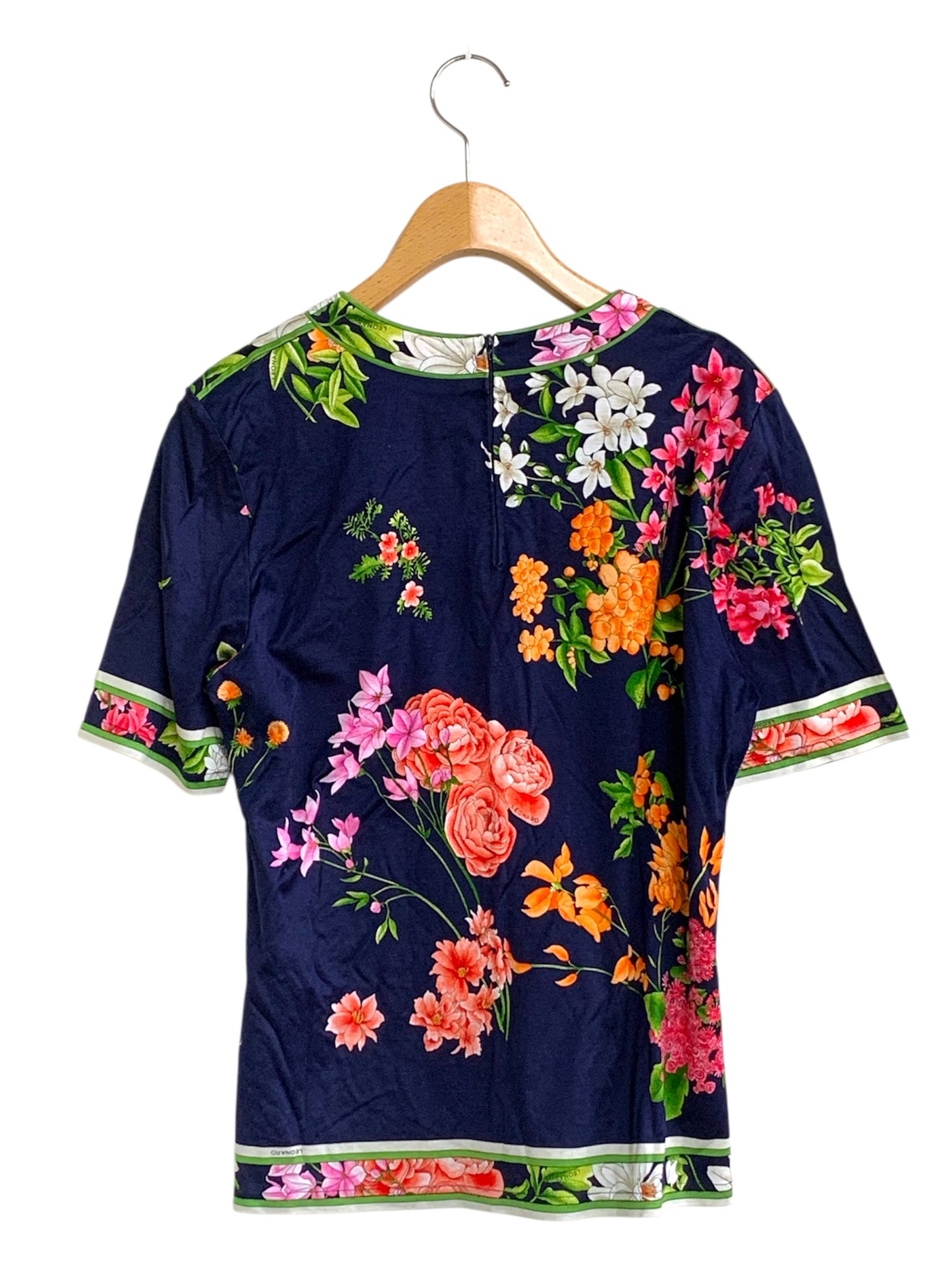 レオナール 0339100 カットソー L ネイビー コットン フラワー IT5IWLEW59RM