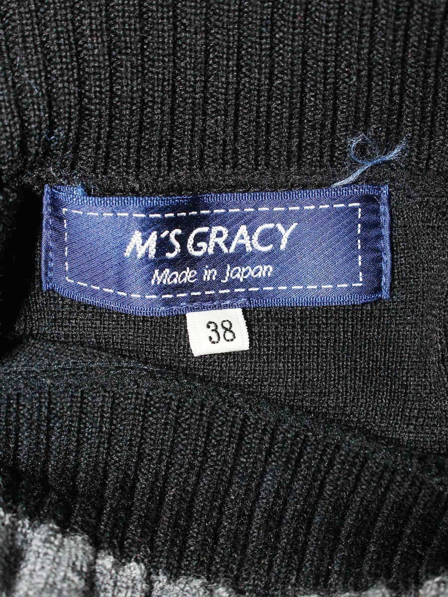 エムズグレイシー 318603 ニット 38 ブラック フラワーモチーフ ハイネック ITYVM12DCQ86