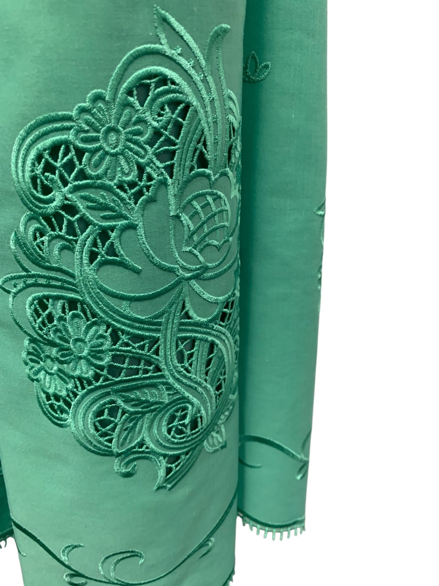 エムズグレイシー 裾刺繍タックワンピ―ス 411349 38 グリーン IT24K4RCW7PC