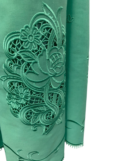 エムズグレイシー 裾刺繍タックワンピ―ス 411349 38 グリーン IT24K4RCW7PC