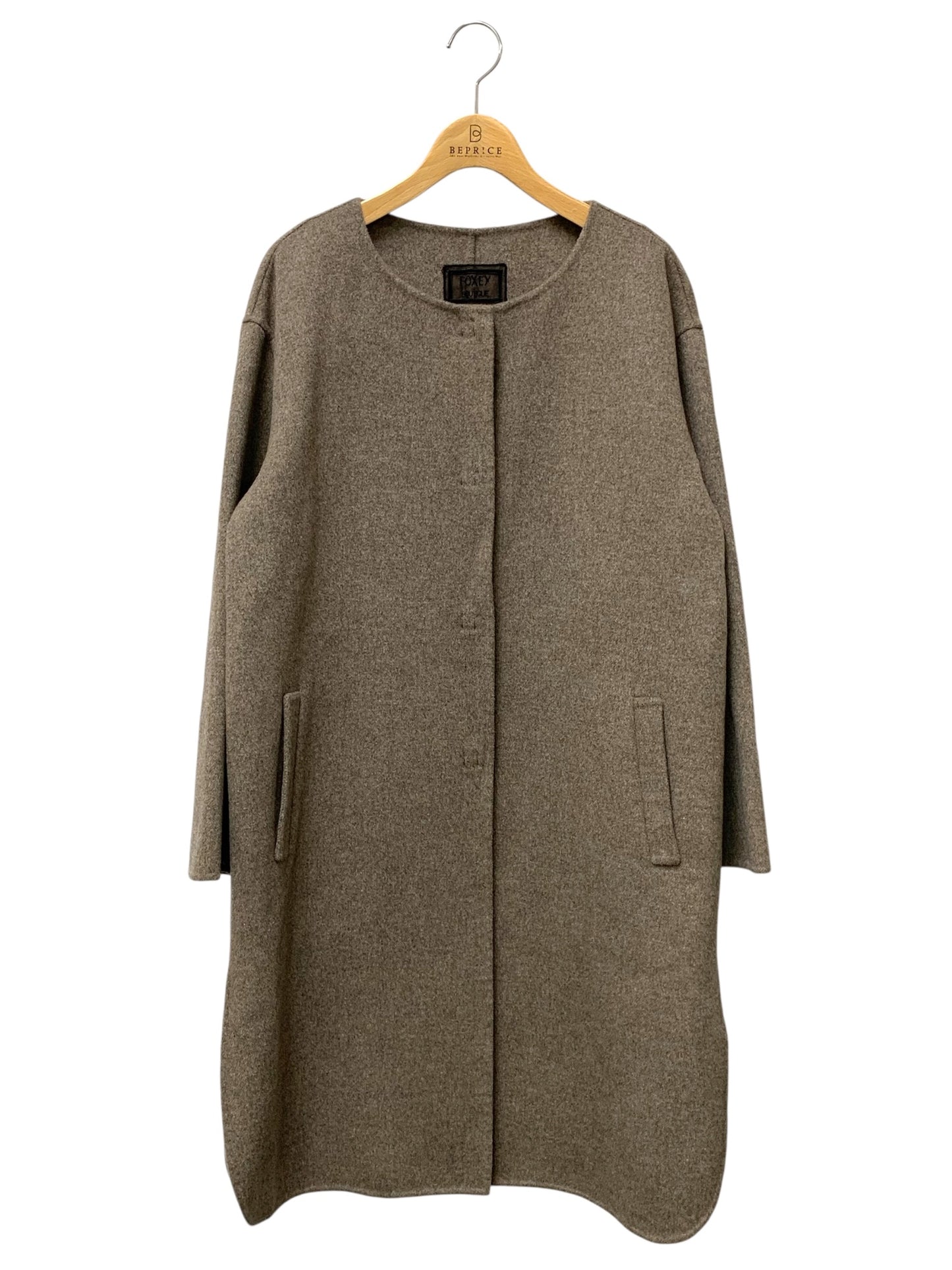 フォクシーブティック Coat LYRIC 38808 コート 38 ブラウン カシミヤ ファーストール付 ITNZ6ZKD0D78