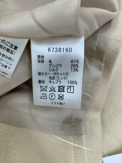 ルネ 6738160 コート 38 ベージュ ミンクファー衿 ウール混 ITDMCRG8AOX4