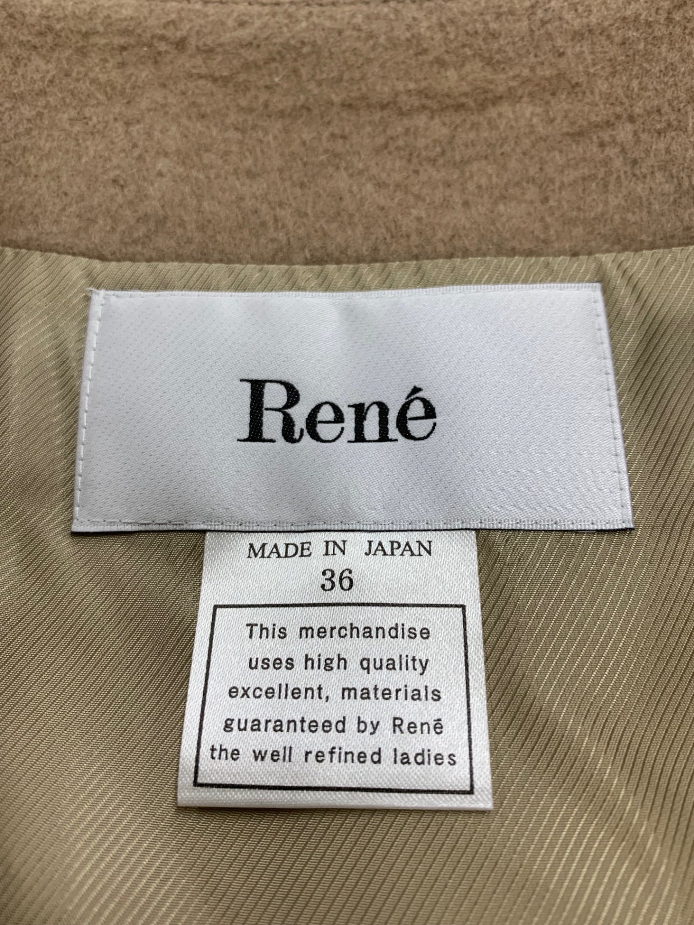 ルネ ケープコート ポリー 6138240 ポンチョ 36 ベージュ マント フォックスファーストール カシミヤ ウール ITEWU4YIKIXH