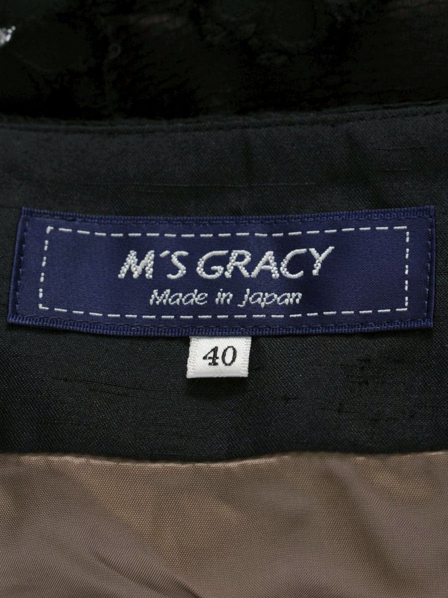 エムズグレイシー 117321 スカート 40 ブラック フラワーモチーフ ITTQGFS3OGBC