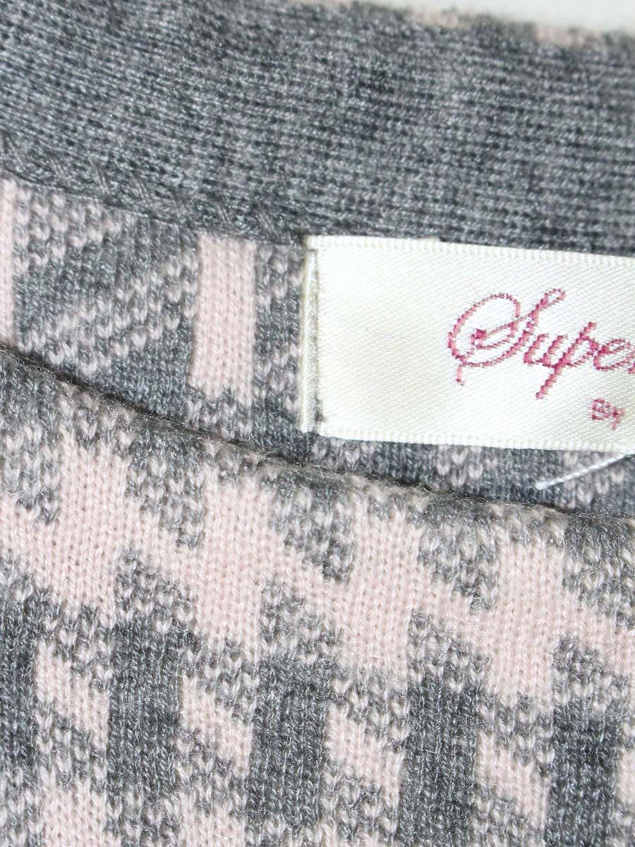 スーパービューティー ワンピース 42 ピンク/グレー ニット リボン ITJ3EPGF3MA0