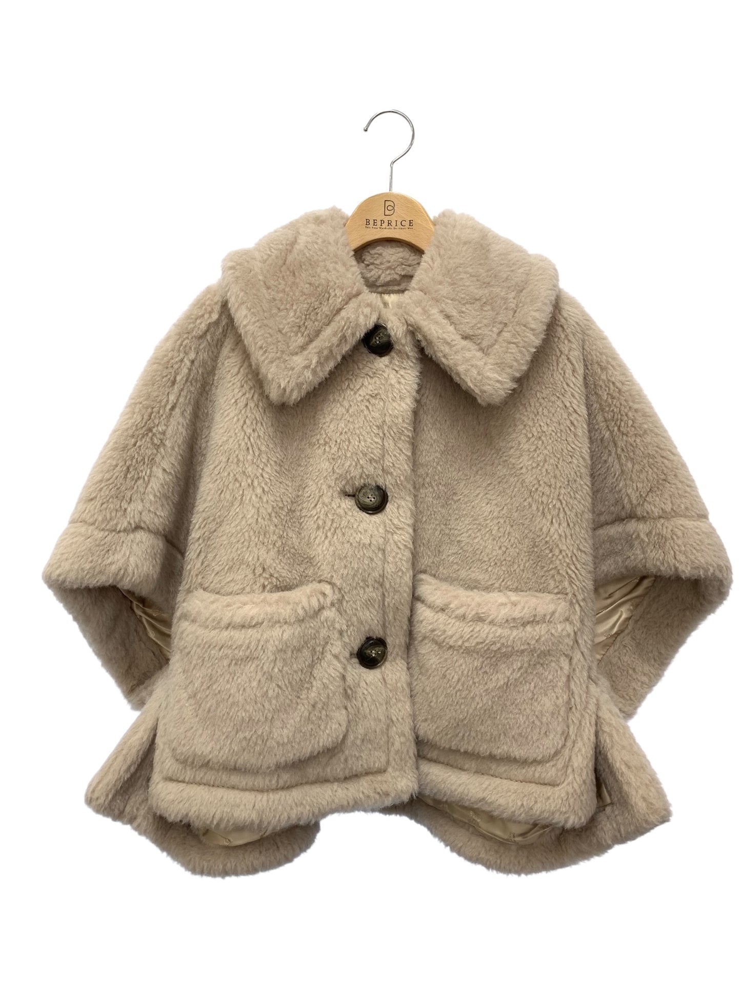 マックスマーラ ニューテルツォ テディベア ケープ 24247363326 ポンチョ 44 ベージュ アルパカ シルク IT8IS86U5H6Q 【SALE】