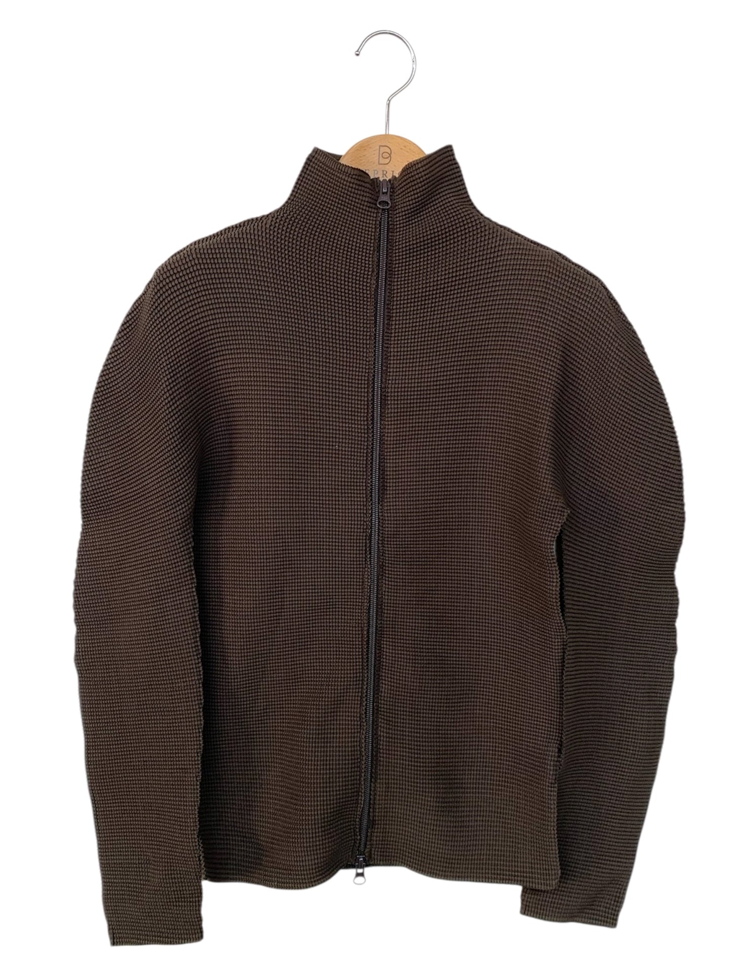 ミーイッセイミヤケ MI23FO142 ジップカーディガン カーキグリーン ハイネック ダブルジップ ITN9LY3RCPHS