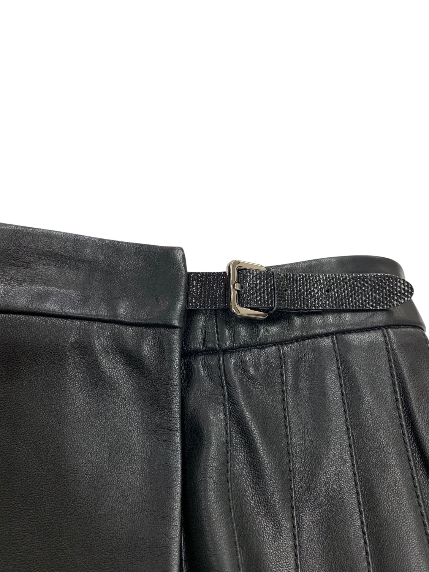 ロエベ 17108410000 スカート 34 ブラック ラムレザー プリーツ 蛇 ベルト IT1OVI59XA56 【SALE】