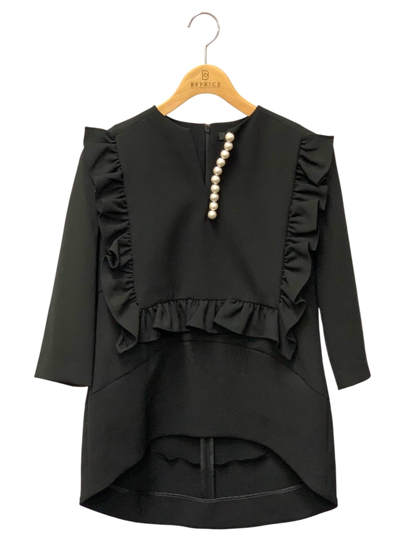 ヨーコチャン Long sleeve ruffle trim pearl blouse YCB-124-409 40 ブラック 24年モデル IT513I8JE5R4 【SALE】