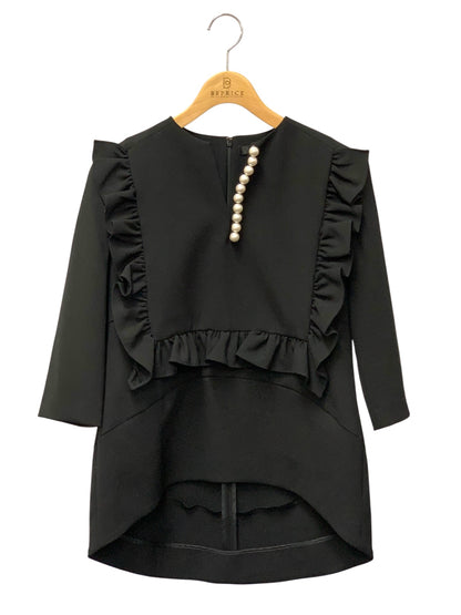 ヨーコチャン Long sleeve ruffle trim pearl blouse YCB-124-409 40 ブラック 24年モデル IT513I8JE5R4 【SALE】