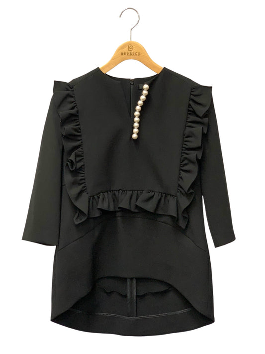 ヨーコチャン Long sleeve ruffle trim pearl blouse YCB-124-409 40 ブラック 24年モデル IT513I8JE5R4
