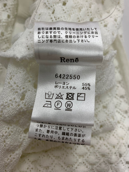 ルネ 6422550 カーディガン 36 ホワイト リボン フェイクパール IT1VQFNCCF68