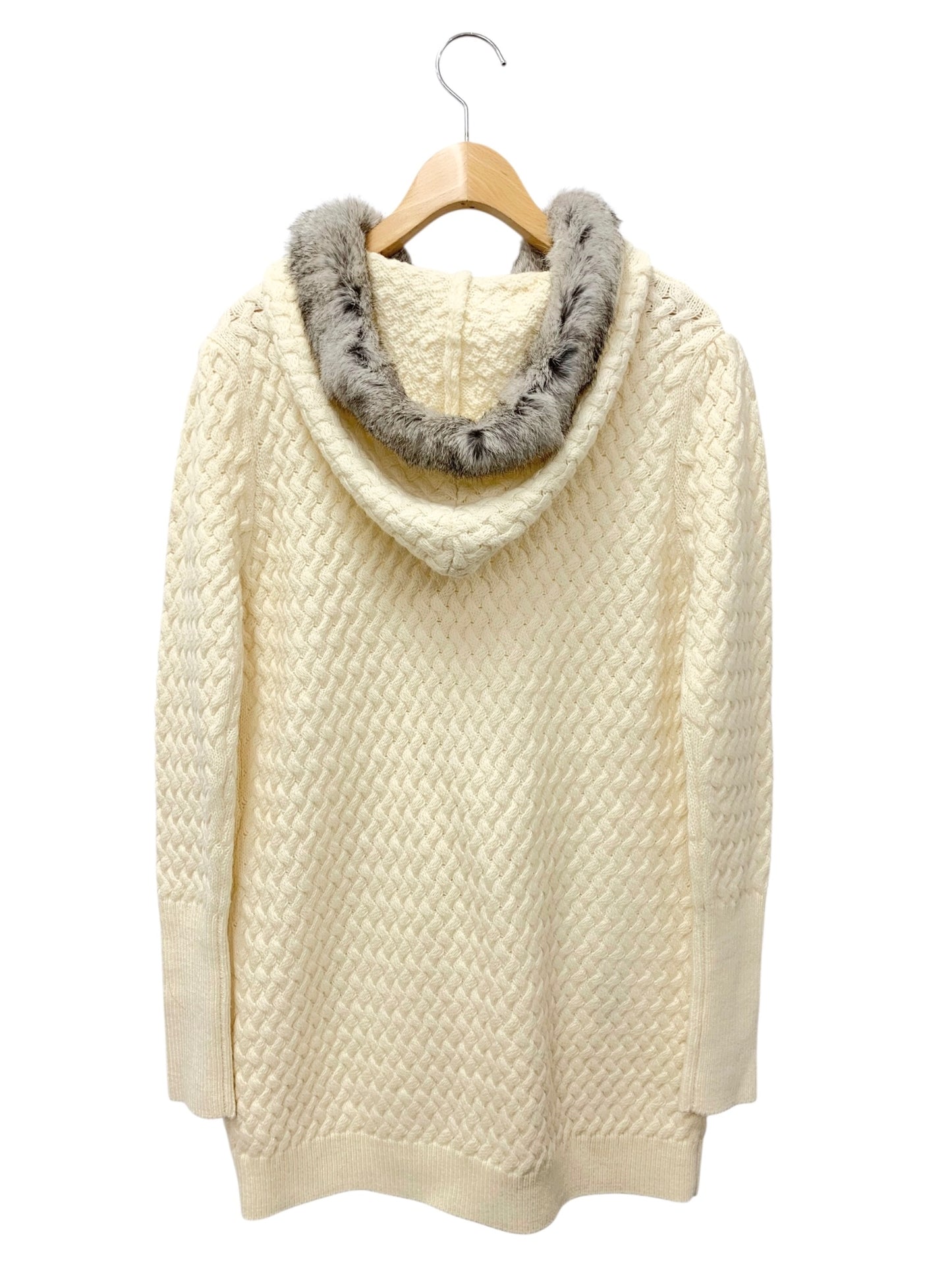 エムズグレイシー 328551 カーディガン 40 アイボリー ニット ファー フード IT62P9MA0PO0