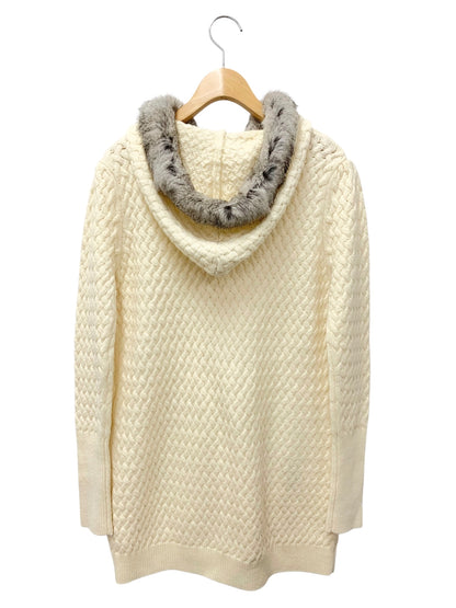 エムズグレイシー 328551 カーディガン 40 アイボリー ニット ファー フード IT62P9MA0PO0