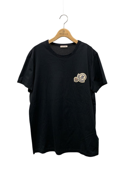 モンクレール MAGLIA T-SHIRT SS T-SHIRT F20918C78100 8390Y L ブラック ダブルロゴワッペン 半袖Tシャツ ITMS46LD1IBY