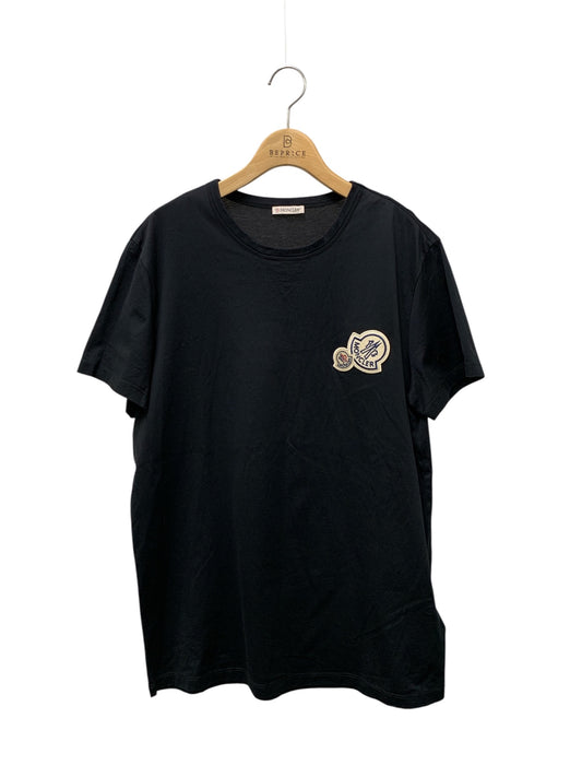 モンクレール MAGLIA T-SHIRT SS T-SHIRT F20918C78100 8390Y L ブラック ダブルロゴワッペン 半袖Tシャツ ITMS46LD1IBY