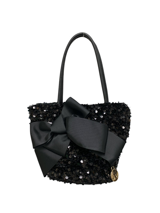 エムズグレイシー 394517 トートバッグ ブラック スパンコール リボン ITCQ4JA794E0