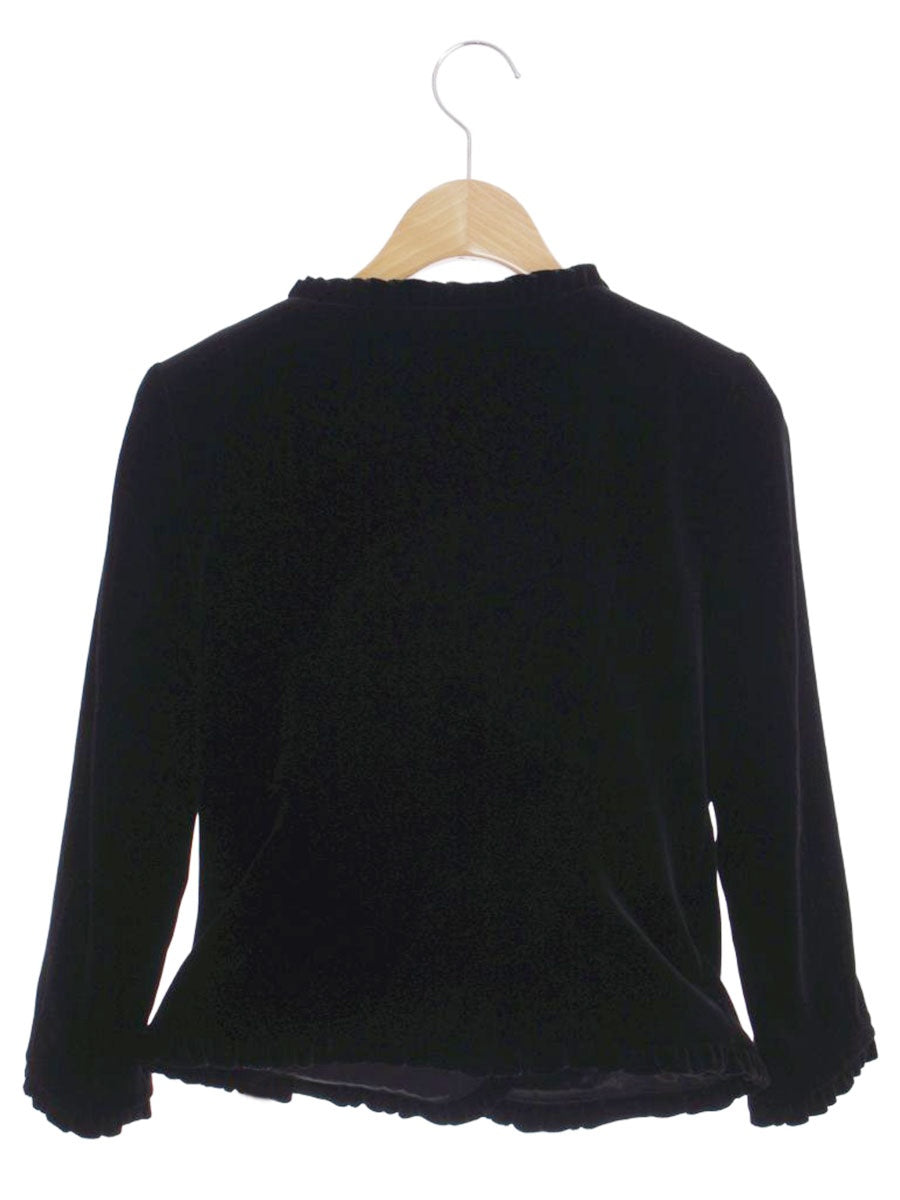 ハロッズ 17500251 ジャケット 1 ブラック ノーカラー ベロア フリル IT3RHBWI07BY