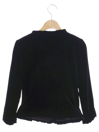 ハロッズ 17500251 ジャケット 1 ブラック ノーカラー ベロア フリル IT3RHBWI07BY