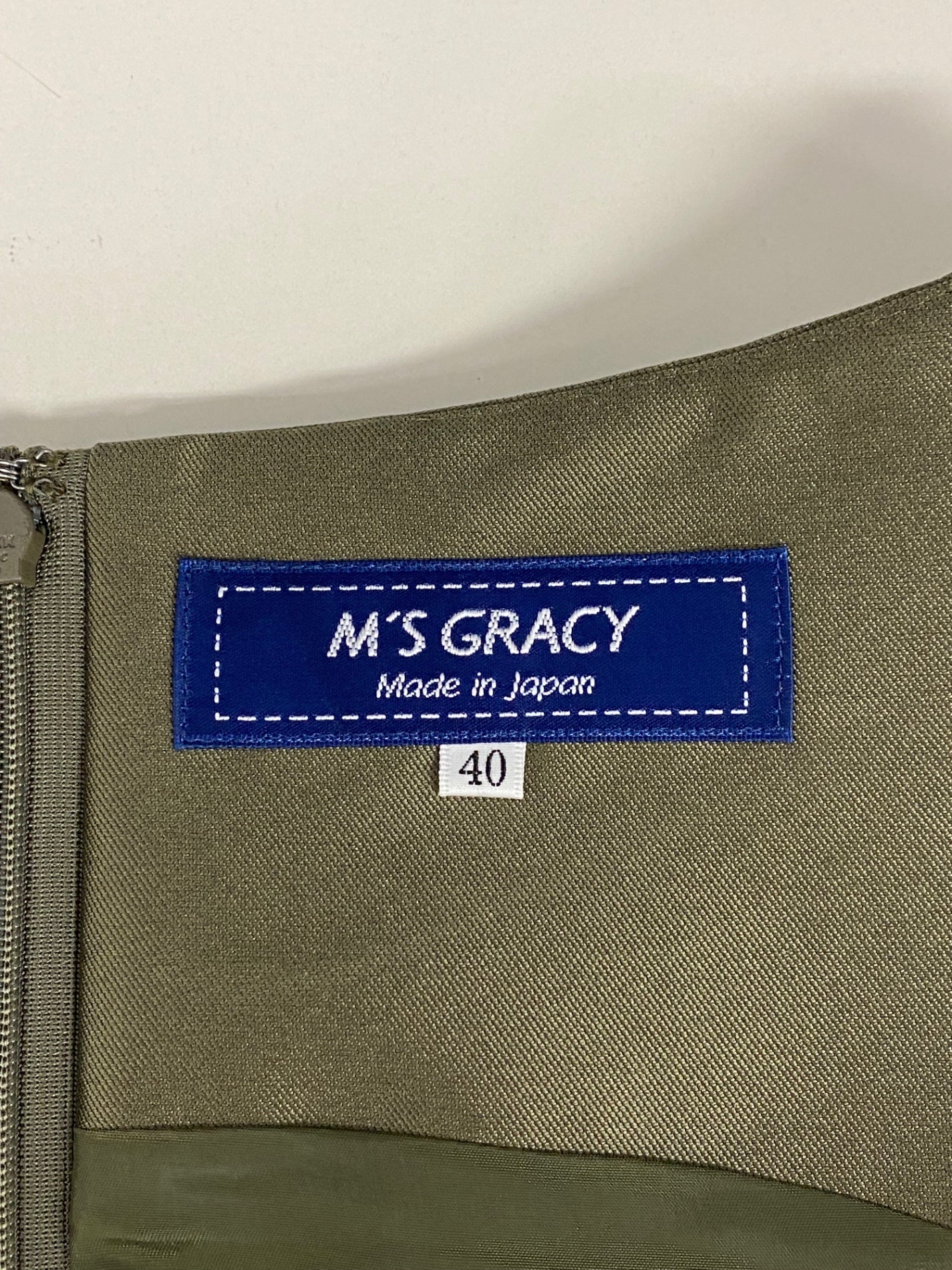 エムズグレイシー 721540 ワンピース 40 モスグリーン サテン リボン ITA1X281NLXC