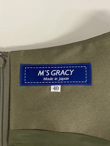 エムズグレイシー 721540 ワンピース 40 モスグリーン サテン リボン ITA1X281NLXC