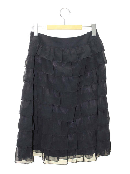 エムズグレイシー 017520 スカート 40 ブラック シフォン ティアード ITX3NCNZYR0Y