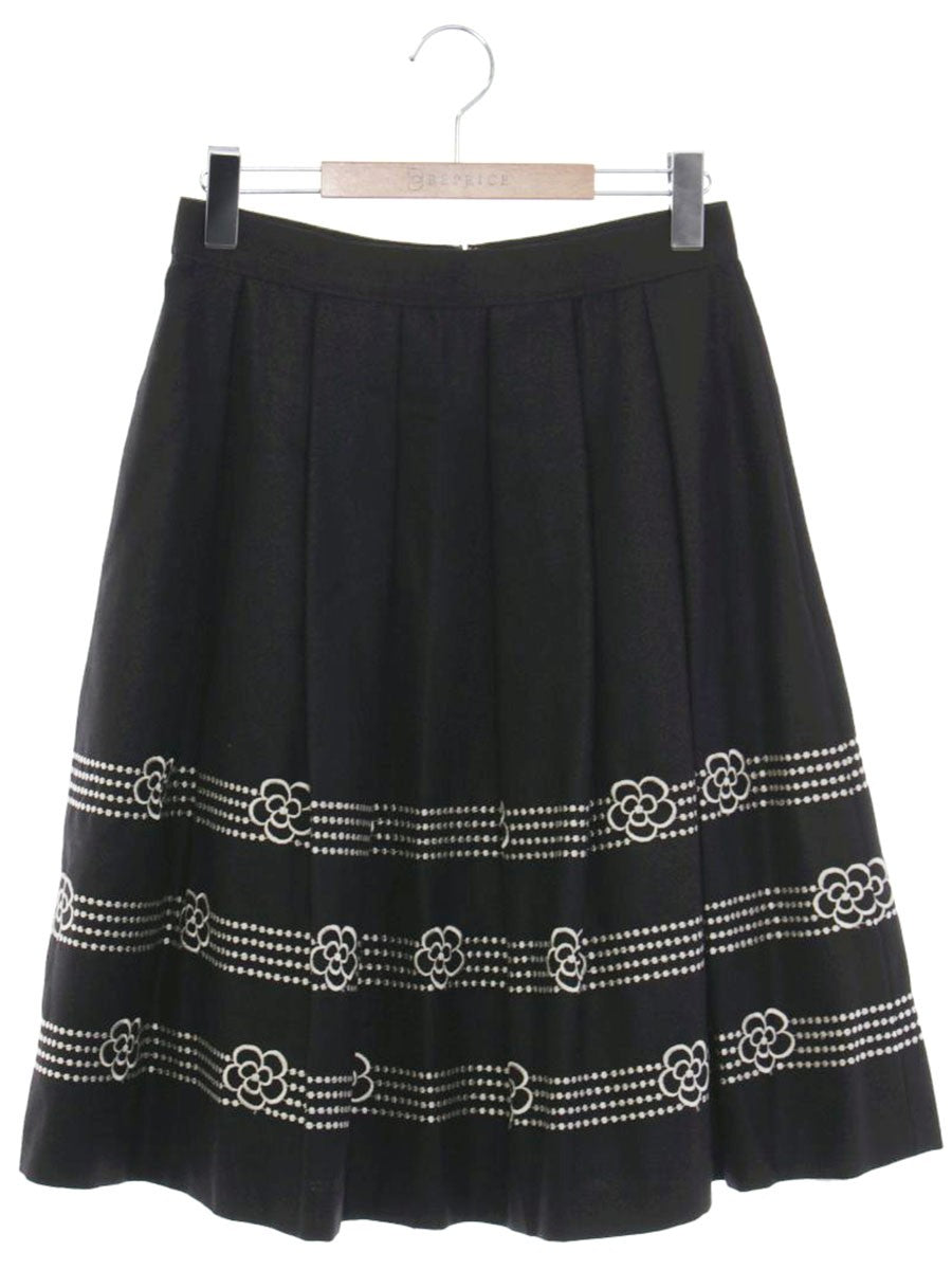 エムズグレイシー 817706 スカート 40 ブラック ウール カメリア ITY2CD6LJX1W