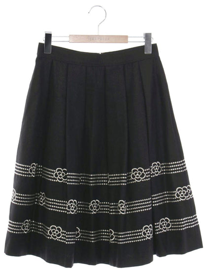 エムズグレイシー 817706 スカート 40 ブラック ウール カメリア ITY2CD6LJX1W