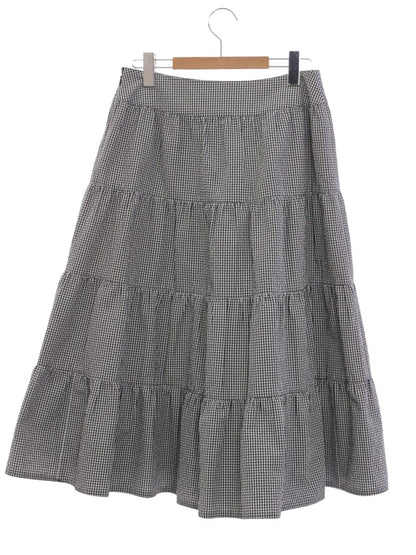 エムズグレイシー 417321 スカート 40 ブラック ギャザー ギンガムチェック ITD7P3Q5K3U1